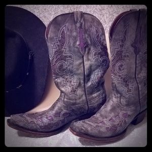 Lucchese Leather Purple Hue Western Boots